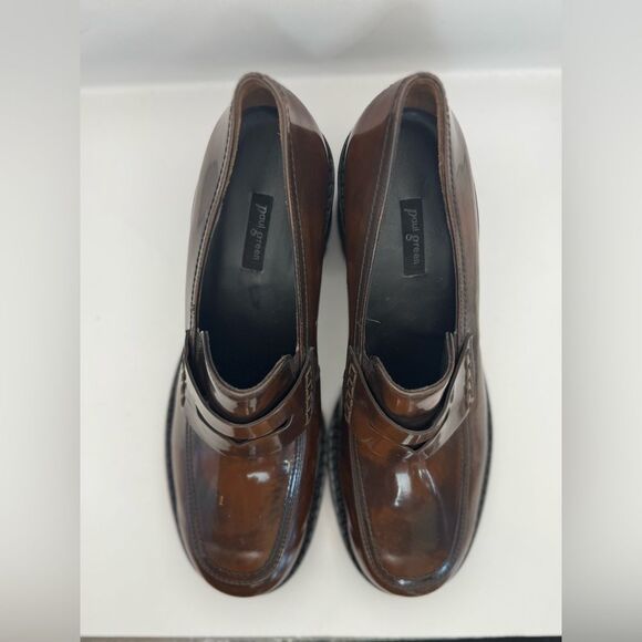 Paul Green Women’s Size 10.5 Janice Lug Sole Heeled Loafers Brown Leather - Picture 10 of 10